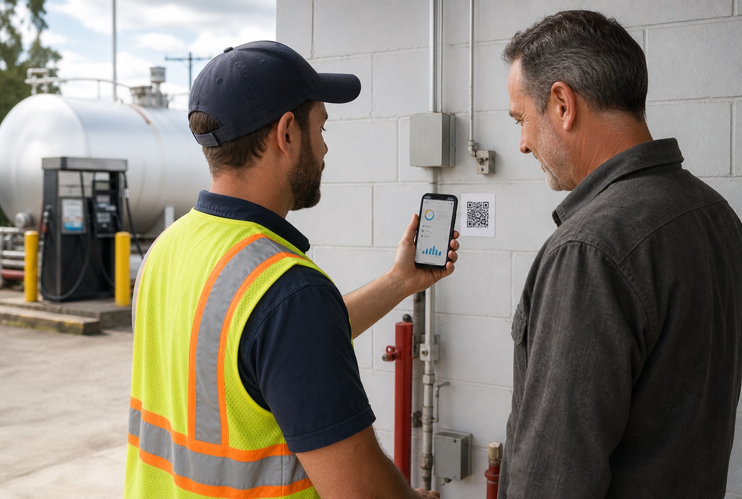 Field technician and facility owner using TankID on site